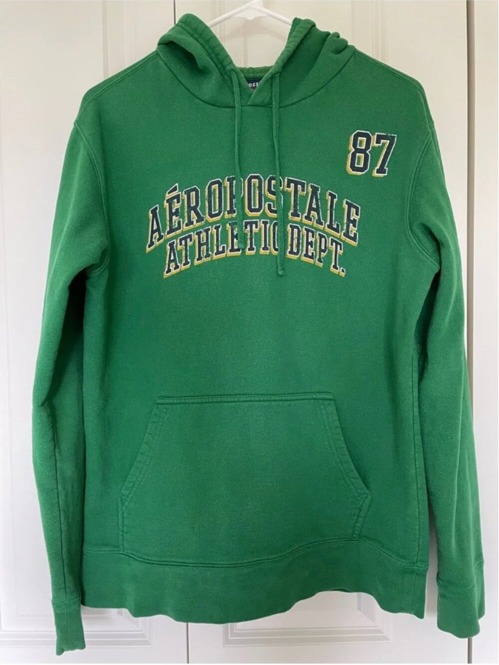 Vintage Y2K Aeropostale Athletic Dept 87 Pullover Green Hoodie - Small